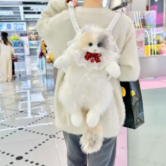 unbranded Handbags - Plush Cat Backpack Fashion Cute Doll Cat Bag Girl's Shopping Bag